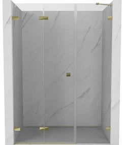 Mexen Lunar-F drzwi prysznicowe składane lewe 140 cm, transparent, złote - 836S-140-050-50-00-L
