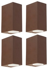 Zestaw 4 lamp ściennych brąz rdzawo-brązowy 2-światła IP44 - Baleno I