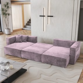 Masseno Narożnik SARMO z funkcją spania i pojemnikiem na pościel Narozniki U, Rozkładana sofa - Wrzosowy, MONOLITH 62