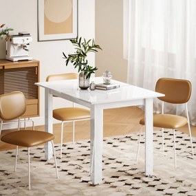 HOMCOM Rozkładany stół jadalniany 120-160 x 70 cm, regulowany stół kuchenny dla 4-6 osób, MDF, biały wysoki połysk