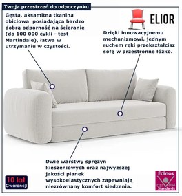 Minimalistyczna sofa rozkładana wolnostojąca - 32 kolory K2-P33