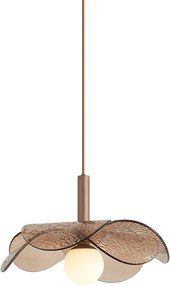 Designerska lampa wisząca ciemny brąz z bursztynowym szkłem - Kemner