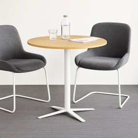 Stolik kawowy AURA, średnica 60 cm, biała podstawa, orzech