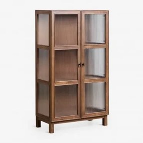 Witryna Z Drewna Mango I Szkła Ildara 160x90 Cm & Czarny – Ciemne Drewno Mango - Sklum