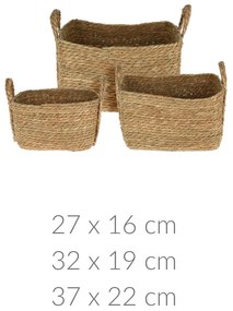 Kosze do przechowywania z uchwytami, plecionka, 3 sztuki w różnych rozmiarach