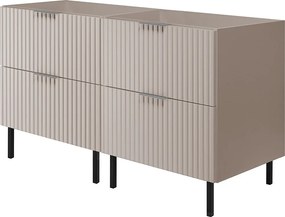 Szafka pod umywalkę, Kaszmir, 120 (2 x 60) x 77 x 46 cm, uchwyt srebrny, nogi czarne, bez blatu