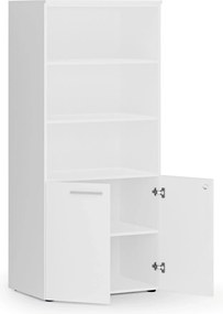 Szafa biurowa z drzwiami niskimi PRIMO WHITE, 800 x 500 x 1781 mm, biały