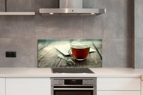 Szklany Panel Chwila z Ciepłą Herbatą