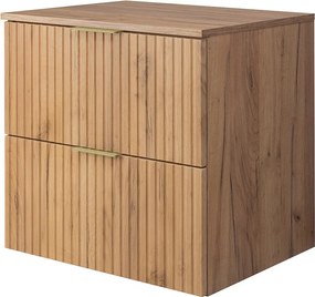 Szafka pod umywalkę, Dąb Craft, 60 x 57 x 46 cm, uchwyt złoty + Blat