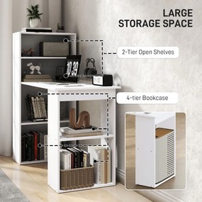 HOMCOM Biurko kuchenne z półką, stolik komputerowy, stół do pracy, stolik na laptopa, regał biurowy, biały, 120 x 55 x 120 cm