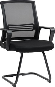 HOMCOM Ergonomiczny fotel, tkanina siatkowa, pianka, metalowe nogi, podstawa na płozach, czarny