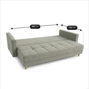 Sofa z Funkcją Spania LONAR Szara Boucle Nowoczesna
