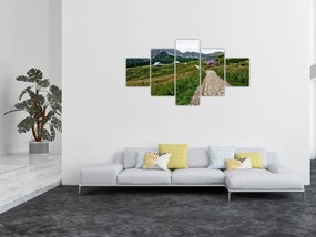 Obraz - Krajobraz górski z domami (125x70 cm)