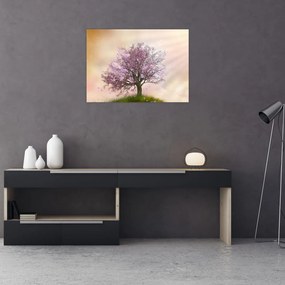 Obraz kwitnącego drzewa na szczycie wzgórza (70x50 cm)