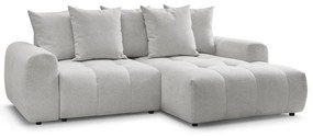 Jasnoszary rozkładany/ze schowkiem narożnik z tkaniny szenilowej (prawostronny/z szezlongiem) Roxelane – Bobochic Paris