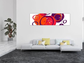 Obraz - Motyw z kółkami w ciepłych kolorach (170x50 cm)