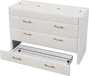 Łóżko Murphy'ego 140x200 cm - 1 szuflada - Przegródka do przechowywania - Porty USB i Type-C - Biały​ (materac nie jest wliczony w cenę)