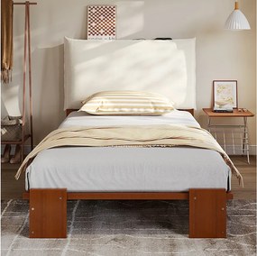 Łóżko dziecięce tapicerowane - 90 x 200 cm - z zagłówkiem i stelażem z listew - sosna i sklejka - ciemny brąz