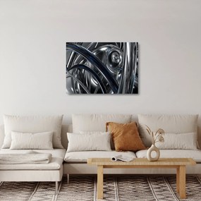 Obraz na szkle - szara abstrakcja z niebieskim (70x50 cm)