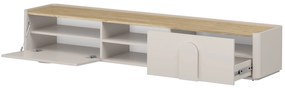 Szafka RTV Amilio 220 cm z szufladą - kaszmir / dąb olejowany / uchwyty kaszmir