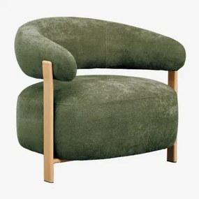 Zestaw 2 Foteli Z Tkaniny Chenille I Żelaza Jolie Brąz Drewna & Szenil Sage Green - Sklum