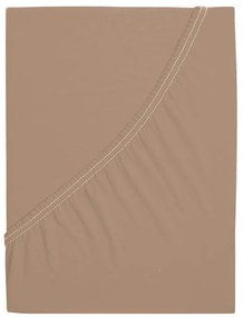 PrzytulneMieszkanie.pl Prześcieradło jersey z mako bawełny LUXORA 90x200 cm jasno brązowe