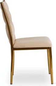 Krzesło Tapicerowane Plecione do Salonu DAN Kremowe Welurowe Nowoczesne Glamour