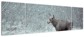 Obraz - Łoś w śnieżnym lesie (170x50 cm)