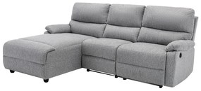 Kanapa narożna z elektryczną funkcją relax z tkaniny – kolor jasny szary –  LUNANO