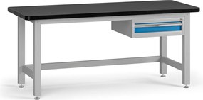 Stół warsztatowy G4 z szafką na narzędzia, blat MDF + PCV, 1 szuflada, 1800 x 750 x 800 mm, niebieski