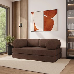 Masseno Sofa piankowa EIREN z funkcją spania, Kanapa z pianki do salonu, Bezmontażowa, Tkanina bucle – Brązowy QUELLE 25