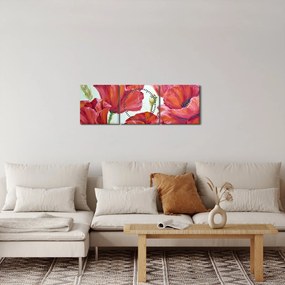Obraz - Kwiaty maku (z zegarem) (90x30 cm)