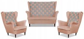 Zestaw uszak CAROL DUO sofa fotele Family Meble różowo - szary