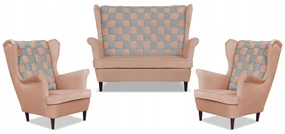 Zestaw uszak CAROL DUO sofa fotele Family Meble różowo - szary