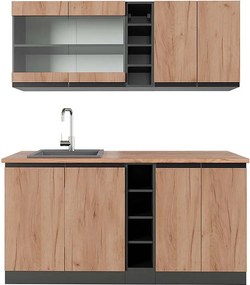 Pojedyncza kuchnia złoty dąb power/antracyt 160x60x81.6 r-line