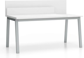 Biurko SINGLE LAYERS, blat przesuwny, z przegrodami, biały