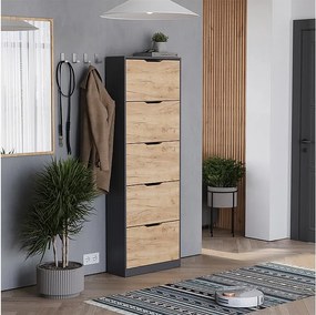 Wywrotka na buty antracyt/złoty dąb 59x22x169 luca