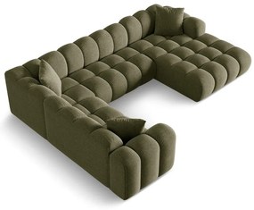 Zielony narożnik z tkaniny szenilowej (lewostronny/w kształcie litery U) Treno – Cosmopolitan Design