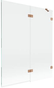 Mexen Lunar parawan nawannowy 2-skrzydłowy prawy 140 x 150 cm, transparent, miedź szczotkowana - 897-140-100-65-00-P