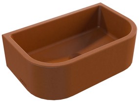 Umywalka betonowa półokrągła wisząca / nablatowa bez otworu na baterię 49 x 30 cm PALANGA | różne kolory : Kolor - Ceglasty, Typ montażu - podwieszana