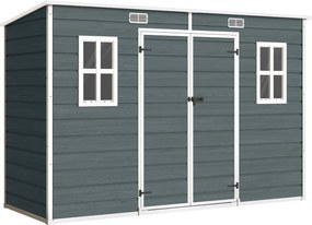 Outsunny Szopa Ogrodowa 3,2 m², Schowek z Płaskim Dachem, 303x123x197 cm z Oknem, Zamykana, Podwójne Drzwi, Wentylacja, Podłoga | Aosom PL