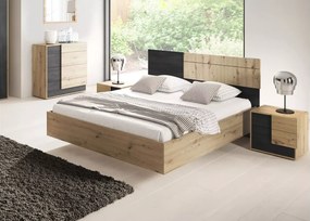 Norven – stolik nocny z dwiema szufladami w kolorze dąb artisan / sosna norweska