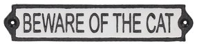 Żeliwna tabliczka 26x5 cm Beware of the Cat – Esschert Design