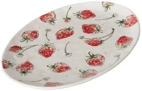Półmisek ceramiczny STRAWBERRY, wzór w truskawki, 39 x 31 cm