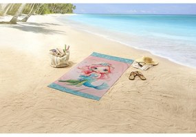 Niebieski/różowy aksamitny ręcznik plażowy dla dzieci 75x150 cm Alisse – Good Morning