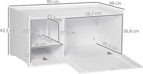 PawHut Szafka dla kota z 2 półkami 2-w-1 drzwi magnetyczne MDF białe