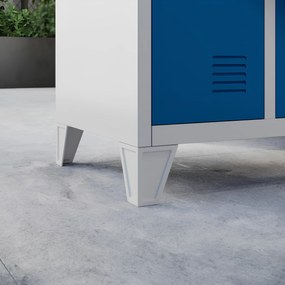 Szafa BHP ubraniowa 10-drzwiowa szaro-niebieska: BARTEK, 1360 x 1720 x 450 mm