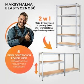 Regał o dużej nośności HEAVY, maks. 875kg, 90x40x180cm, srebrna Jurhan