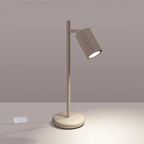 Lampa biurkowa KARBON taupe ryflowana SOLLUX  LIGHTING