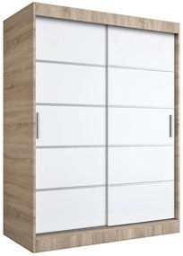 Szafa przesuwna dąb sonoma + biały 150 cm - Bohosa 4X